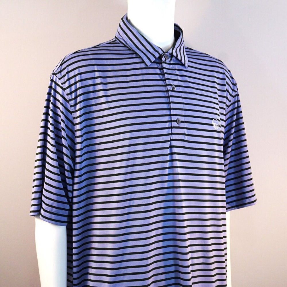 FootJoy Shirt Mens XXL Short Sleeve Striped Golf Polo Performance Sz 2XL